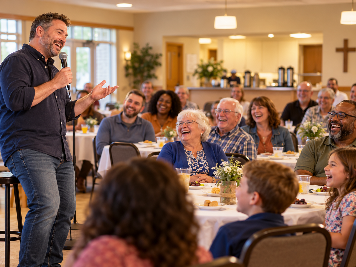 Hire a church comedian for fellowship events